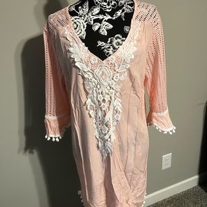 Beach & Pool Cover Up XL pink Pom Pom